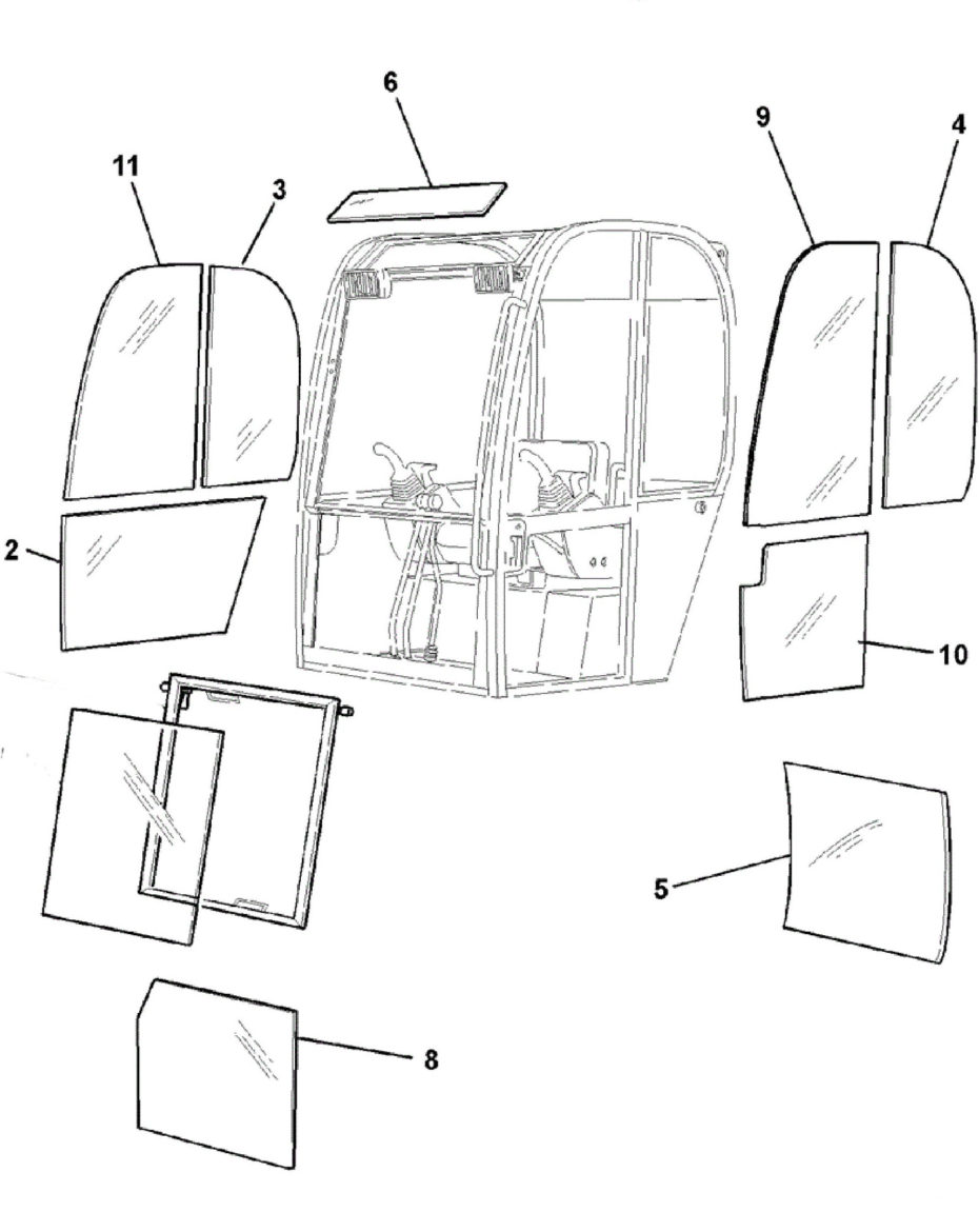 kabina skla JCB 801